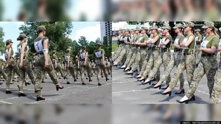 'Sexism & misogyny': Outrage as Ukrainian female troops march in heels for military parade Ukraine