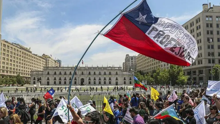 Demo in Chile with Constitution vote near
