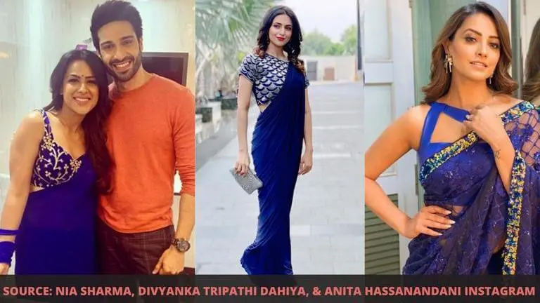 Nia Sharma, Anita Hassanandani & Divyanka Tripathi flaunting their royal blue saree looks Nia Sharma