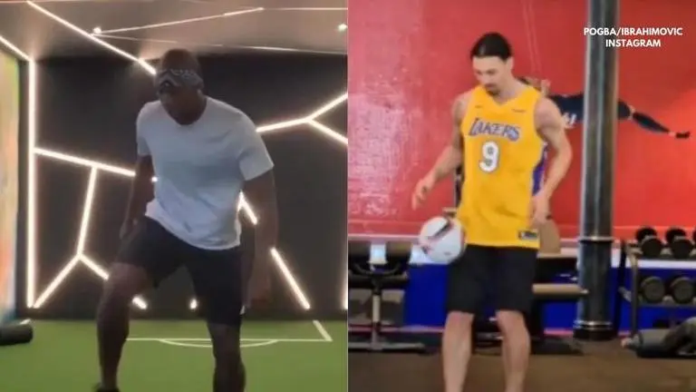 Zlatan Ibrahimovic teaches football tricks to former Man United teammate Paul Pogba: Watch Zlatan Ibrahimovic
