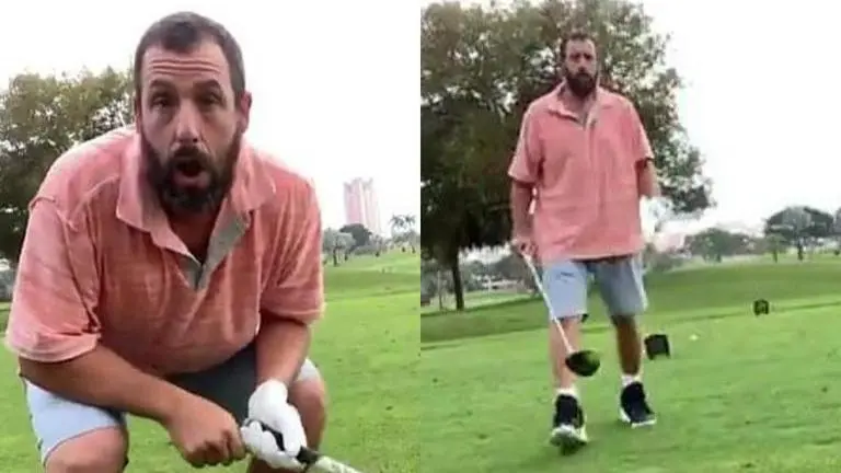 Adam Sandler recreates Happy Gilmore golf swing to celebrate film’s 25th anniversary Adam Sandler