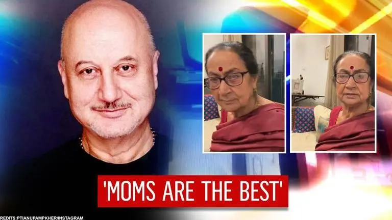 'Bless her': Anupam Kher teases mother for her English, shares hilarious video Anupam Kher teases mother for her English, hilariously corrects between 'digest & adjust'