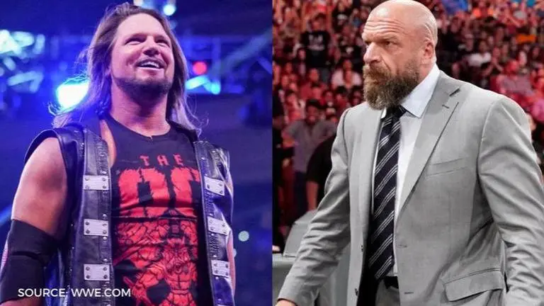 AJ Styles challenges WWE Hall of Famer Triple H to a match at WrestleMania aj styles and Triple H