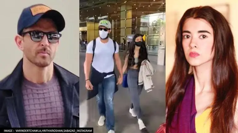 Hrithik Roshan walks hand-in-hand with rumoured beau Saba Azad at Mumbai airport; WATCH Hrithik Roshan