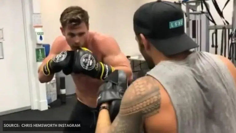 Chris Hemsworth goes shirtless & flaunts hunky physique in scintillating boxing workout Chris Hemsworth