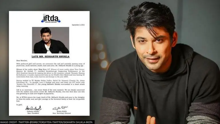 Sidharth Shukla's death mourned by IFTDA; issues a statement on actor's loss; read Sidharth Shukla
