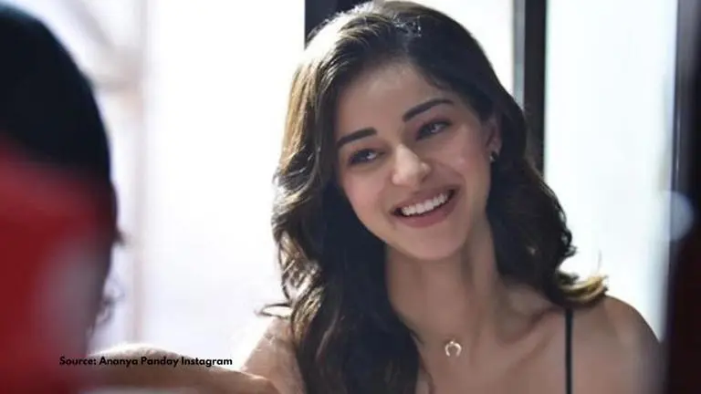 Ananya Panday is all smiles as she strikes a pose with a fan in peach dress, see pic Ananya Panday