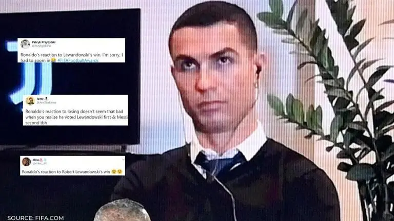 Cristiano Ronaldo’s reaction to Lewandowski winning FIFA award leaves fans in splits Cristiano Ronaldo