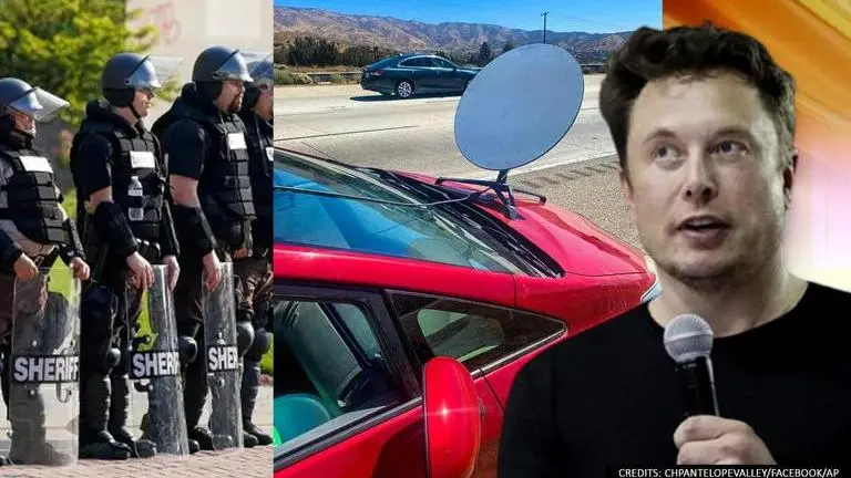 California man ticketed by cops for attaching 'SpaceX Starlink Satellite Dish' on car hood Driver with satellite