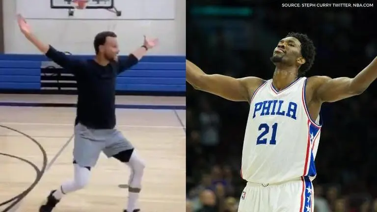 Steph Curry does flawless Embiid impression for special UA signature shoe family welcome steph curry