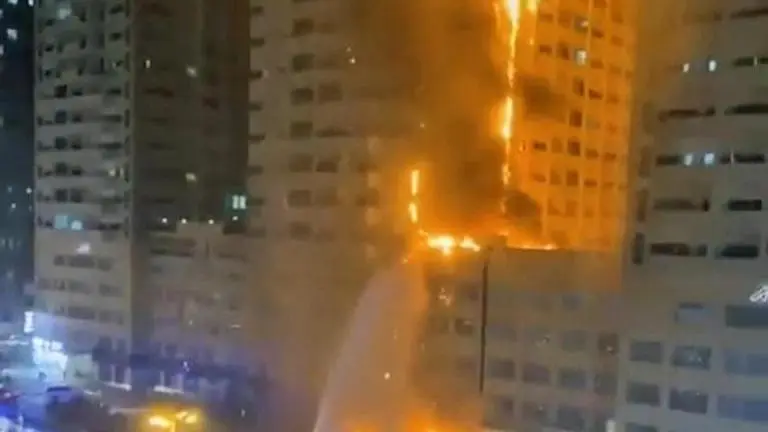 Fire engulfs high-rise in United Arab Emirates; No reports of injuries Fire