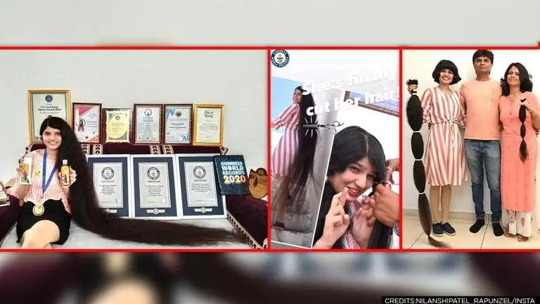 Gujarat's Nilanshi Patel with world's longest hair cuts hair after 12 years | Watch video Nilanshi Patel