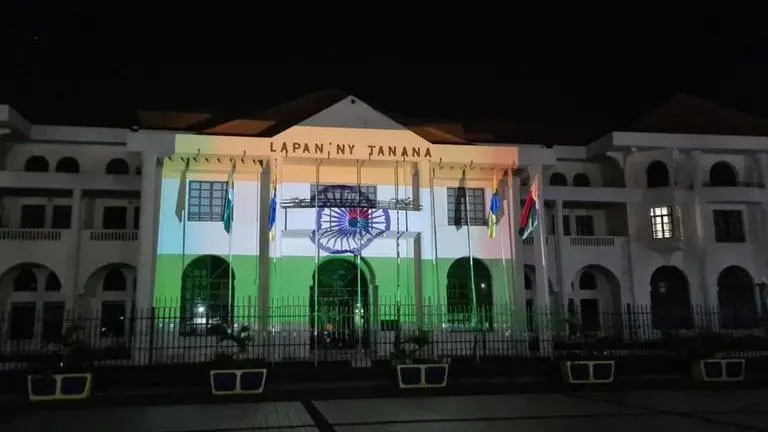 Independence Day: Madagascar's Town Hall building lights up in shades of Indian flag Independence day
