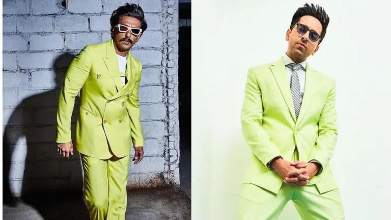 Ayushmann Khurrana vs Ranveer Singh: Who wore the neon-suit better? Ayushmann Khurrana