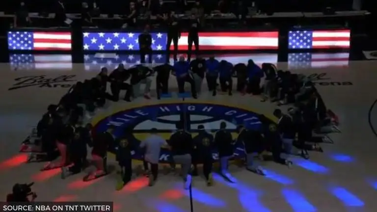 Mavericks, Nuggets protest by linking arms and taking the knee together: WATCH Mavericks