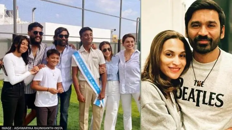 Dhanush & ex-wife Aishwaryaa Rajinikanth attend elder son Yatra's school event together Dhanush
