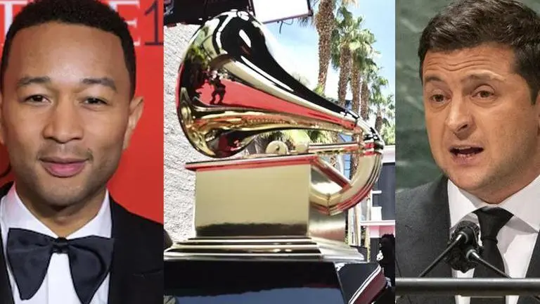 Grammys 2022: John Legend honours Ukraine, performs his song 'Free' with native artists Grammys 2022, Grammys 2022 performances, John Legend, John Legend's performance in Grammys, Volodymyr Zelenskyy, Zelenskyy appears at Grammys