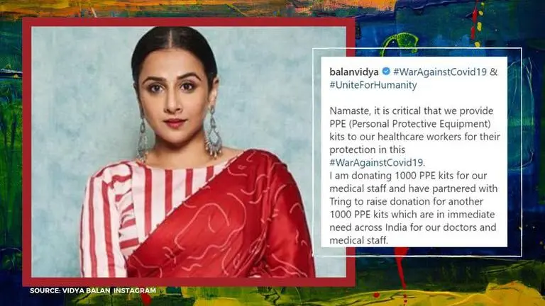 Vidya Balan supports healthcare staff during #WarAgainstCovid19; donates 1000 PPE kits Vidya Balan