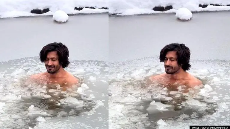 Vidyut Jammwal jumps into frozen lake, co-star Adah Sharma calls him 'Jack from Titanic' vidyut jammwal