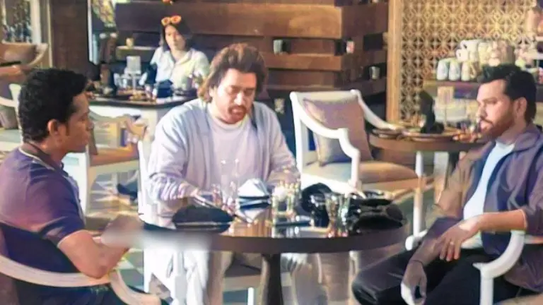 LEGENDS CONVERGE: Sachin Tendulkar, MS Dhoni, and Rohit Sharma seen together preceding MI vs CSK MS Dhoni, Sachin Tendulkar and Rohit Sharma