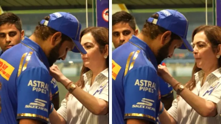 Rohit Sharma gets honoured by MI owner Nita Ambani in probably his last match for MI Rohit Sharma