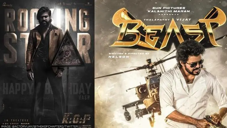 KGF Chapter 2, kgf vs beast movie posters, kgf movie poster, beast movie poster, vijay actor, yash photos