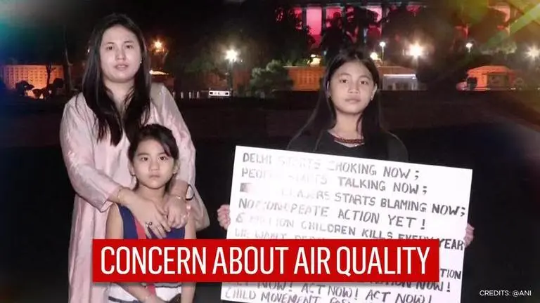 Young activist stages protest against air pollution in Delhi, urges leaders to take action climate activist