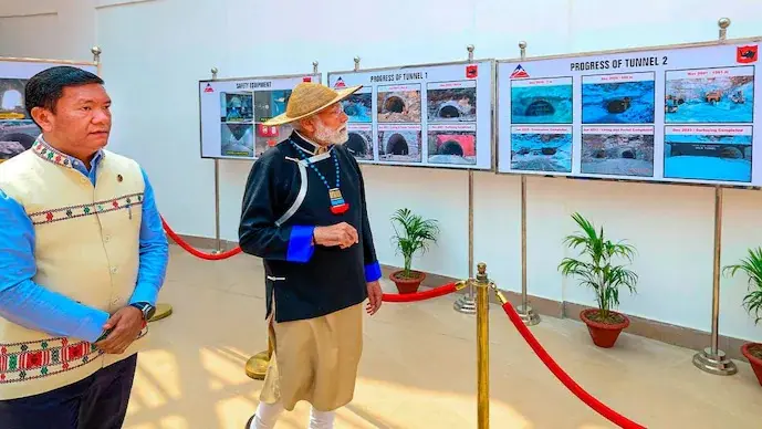 Prime Minister Narendra Modi with Arunachal Pradesh Chief Minister Pema Khandu in Itanagar