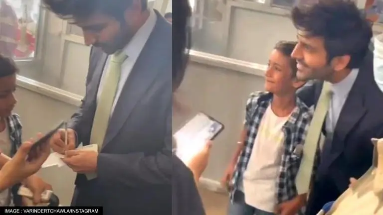 Kartik Aaryan's little fan cries & screams his name at airport; actor returns to meet him Kartik Aaryan