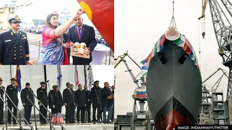 Indian Navy's stealth frigate 'Tushil' launched in Russia's Kaliningrad Russia