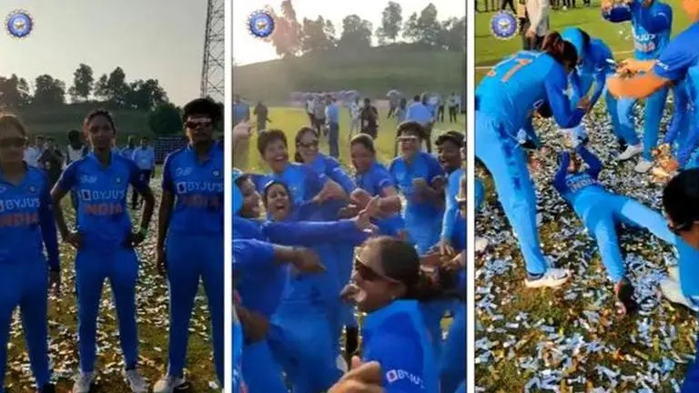 Watch | Team India dance their heart out after historic 7th women's Asia Cup title win Asia Cup, Team India, India women, Harmanpreet Kaur, India women celebrate Asia Cup win, India vs Sri Lanka, Women's Asia Cup, team India celebration