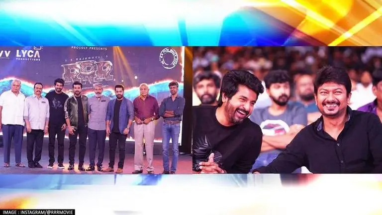 'RRR' takes buzz to Chennai from Mumbai; Udhayanidhi Stalin, Sivakarthikeyan join RRR Movie, udhayanidhi stalin, ram charan