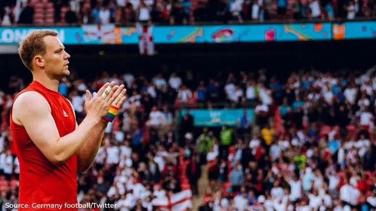Germany captain Manuel Neuer holds back tears after defeat against England in Euro 2020 Manuel Neuer