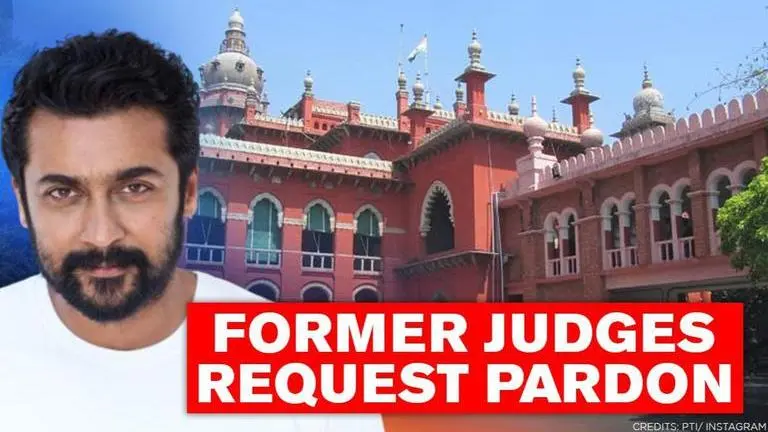 Former Madras HC judges request CJ Sahi to ignore contempt complaint against actor Suriya Tamil actor Suriya