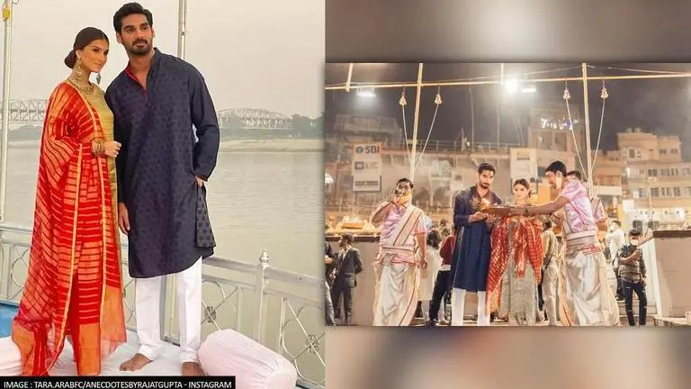 'Tadap': Ahead of film's release, Tara Sutaria-Ahan Shetty perform Ganga Aarti in Varanasi Tadap, Ahan Shetty, Tara Sutaria, Varanasi, Tadap promotions, Tadap release date