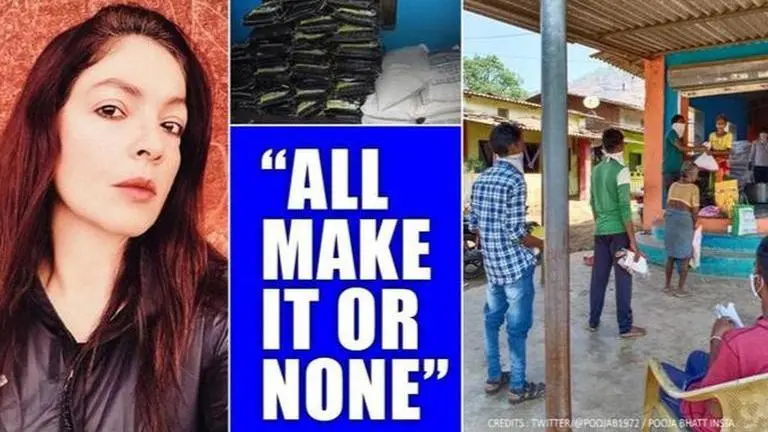 Pooja Bhatt helps people of Mumbai village with ration, says 'spend most of my life here' Pooja Bhatt helps tribals of Mumbai village with ration, says 'spend most of my life here'