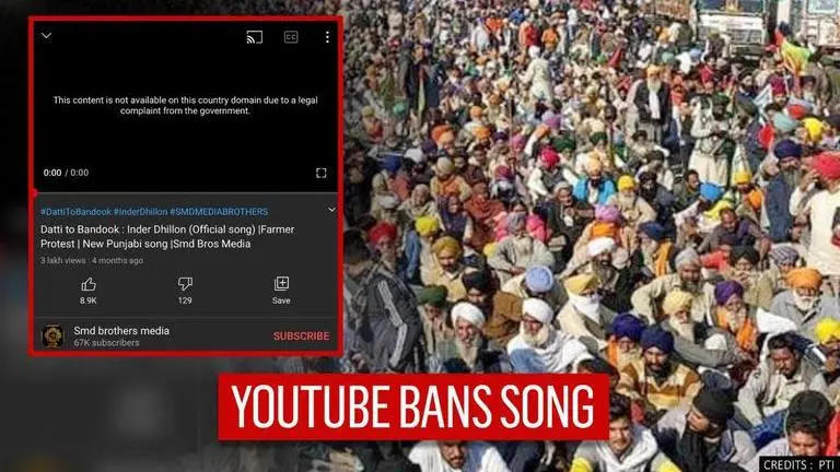 YouTube takes down Punjabi song allegedly instigating farmers after Centre's complaint Youtube