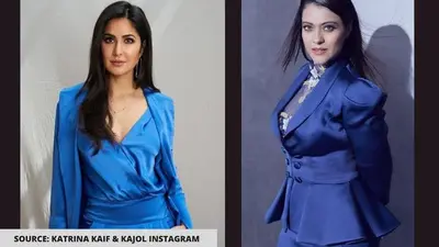 Katrina Kaif or Kajol: Who aced the blue satin-finish formal look better? | Republic World Katrina Kaif or Kajol: Who aced the blue satin-finish formal look better? | Republic World