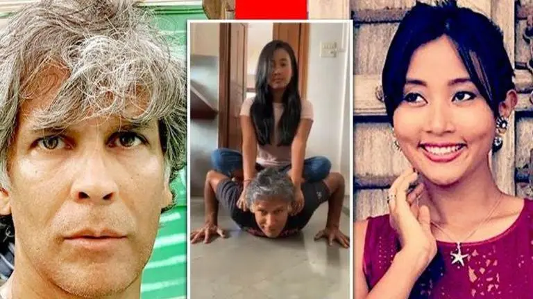 Milind Soman does push-ups with Ankita on his back; his comments leaves everyone laughing Milind Soman