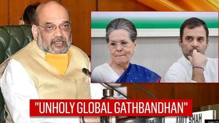 Amit Shah slams Gupkar's 'unholy global gathbandhan'; fires question at Sonia and Rahul Amit Shah fires question at Sonia, Rahul over Gupkar Alliance, slams unholy ‘gathbandhan’
