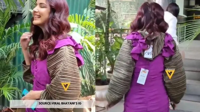 Jasmin Bhasin spotted wearing purple dress with price tag, netizens ask her to remove it jasmin bhasin