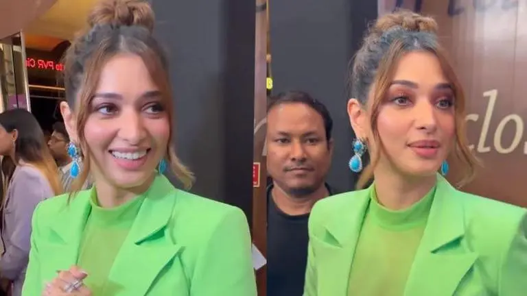 Tamannaah Bhatia blushes as paps tease her about Vijay Varma | Watch Tamannaah Bhatia