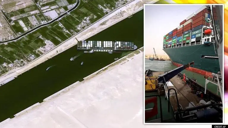 Cargo ship with all Indian crew stuck in Suez Canal; all safe & accounted for: Company Suez Canal cargo/ AP