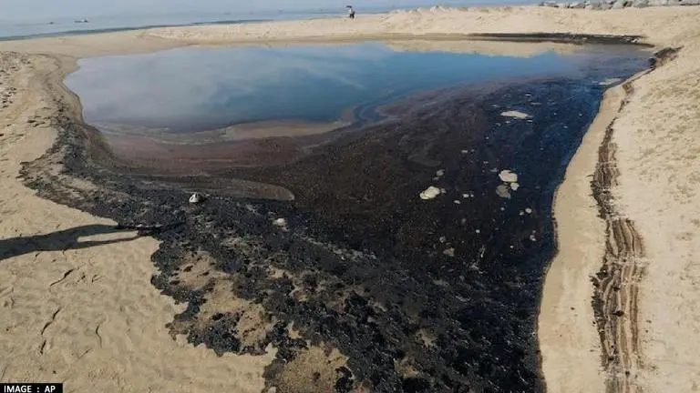 9km-long California beach in Orange County sealed off after massive oil spill California