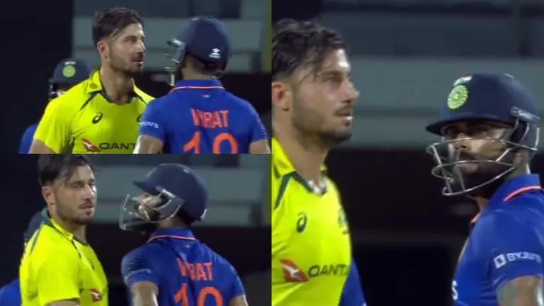 India vs Australia: Virat Kohli faces off with Marcus Stoinis in IND vs AUS 3rd ODI; WATCH Stoinis and Kohli collide during IND vs AUS 3rd ODI