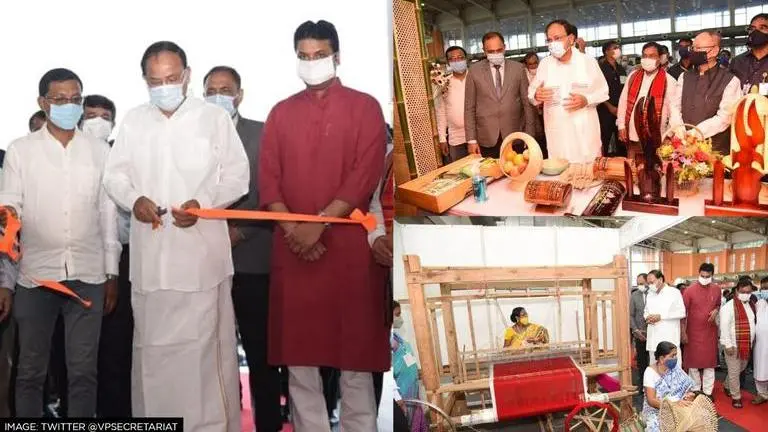 VP Naidu visits exhibition of handloom & handicrafts; urges people to buy Khadi products Vice President Naidu