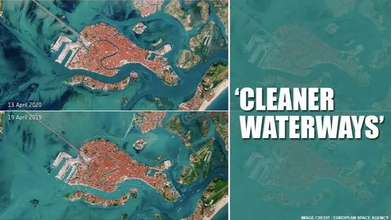 Satellite images show how iconic canals of Venice have cleared up amidst COVID-19 lockdown COVID-19