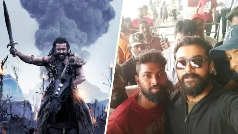 Suriya arrives in Rajahmundry to resume shooting for Kanguva, photo with fan goes viral Suriya