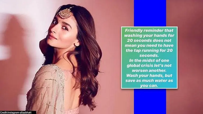 Alia Bhatt shares a 'friendly reminder' to save water with precautions for Coronavirus Alia Bhatt