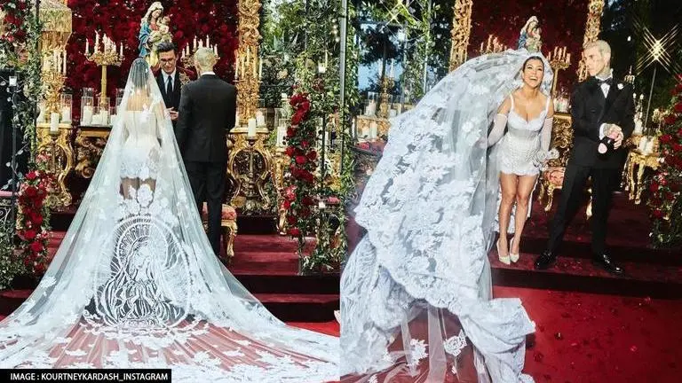 Kourtney Kardashian's wedding veil pays heartfelt tribute to groom Travis Barker's tattoo Kourtney Kardashian